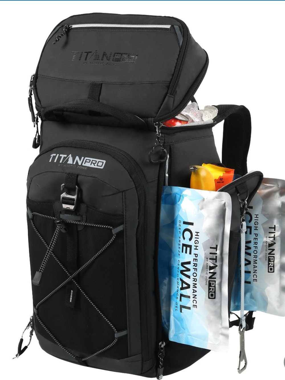 Titan Pro Black Backpack Cooler with External Pockets unisex bag